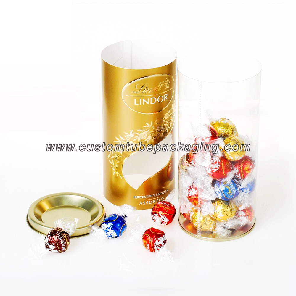 sealed bottom clear plastic round tubes for chocolate