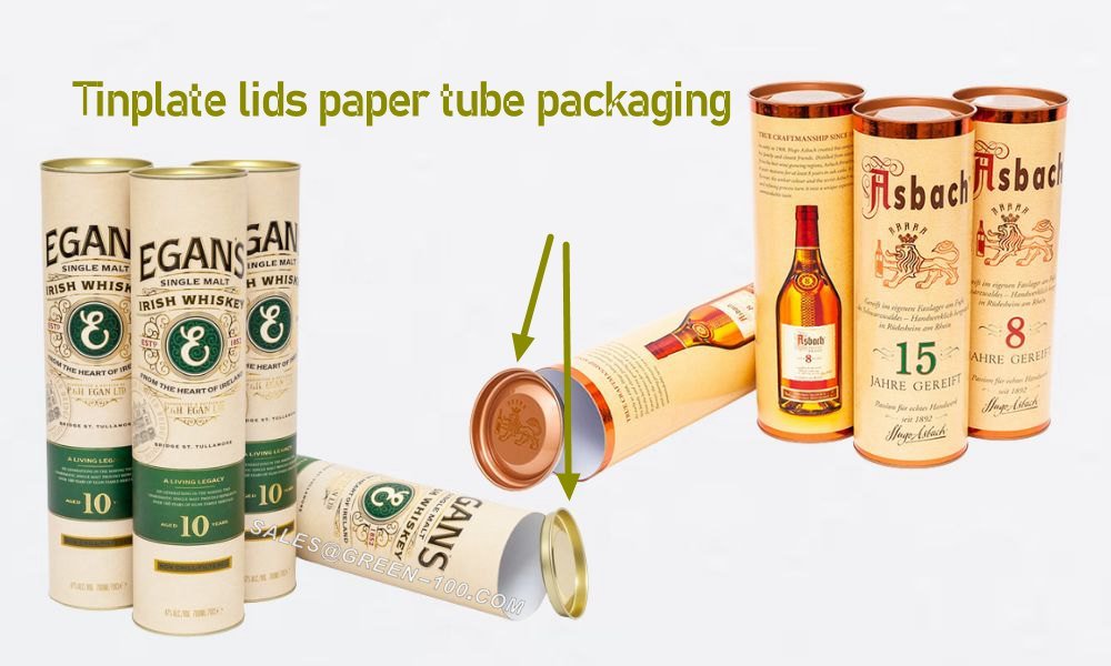 Embalaje de tubo de papel con cubierta de hojalata
